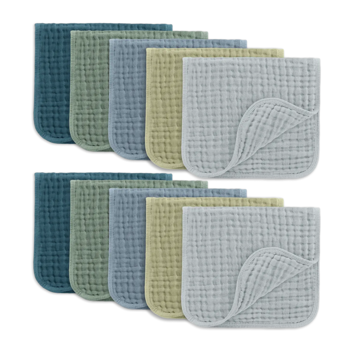 6-Layer Muslin Burp Cloths Set (10 Pack)