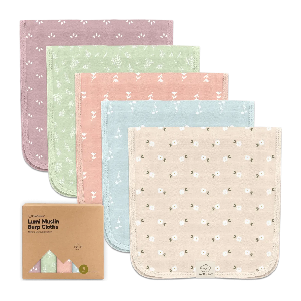 Lumi Muslin Burp Cloths (5 Pack)