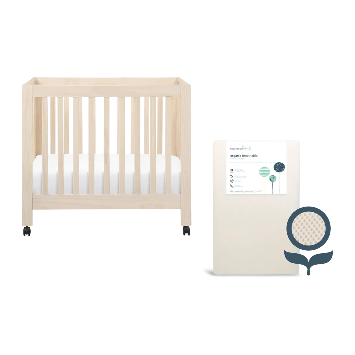 Mini Origami Crib & Mini Organic Mattress Bundle