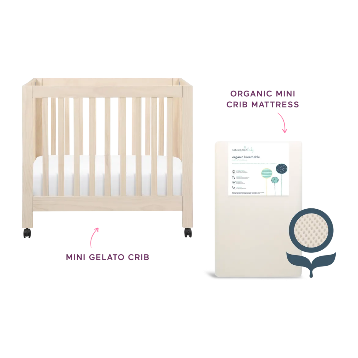 Mini Origami Crib & Mini Organic Mattress Bundle