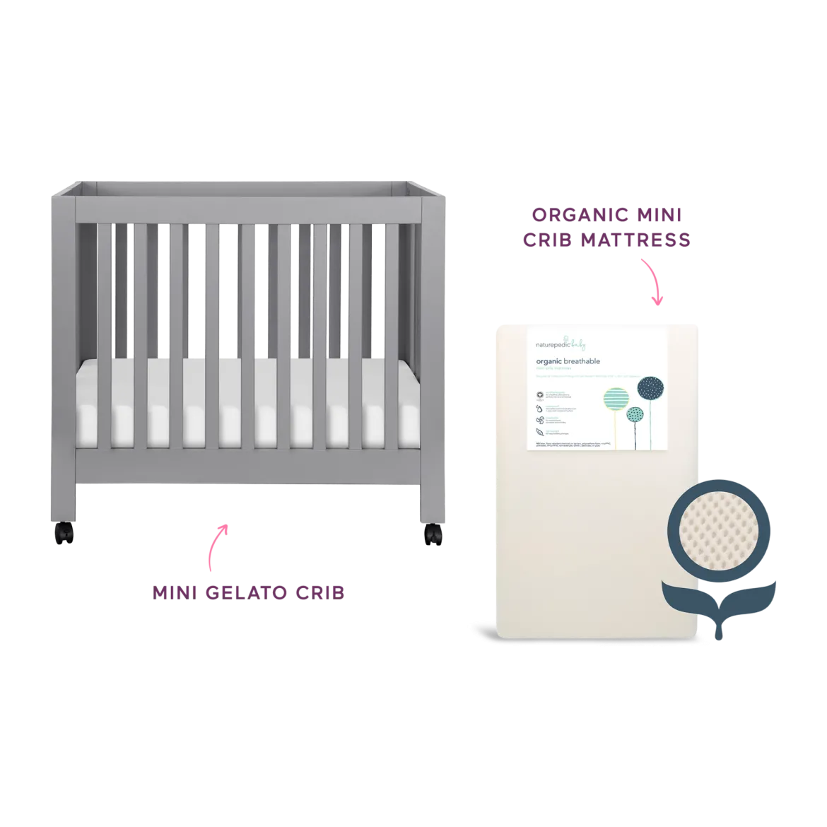 Mini Origami Crib & Mini Organic Mattress Bundle