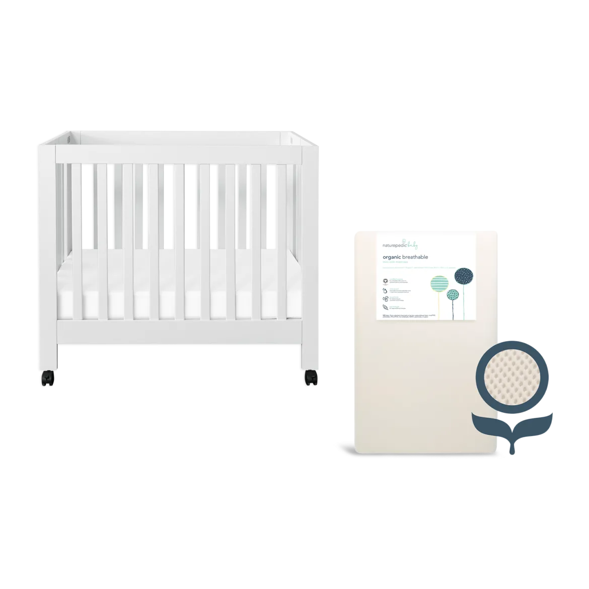 Mini Origami Crib & Mini Organic Mattress Bundle