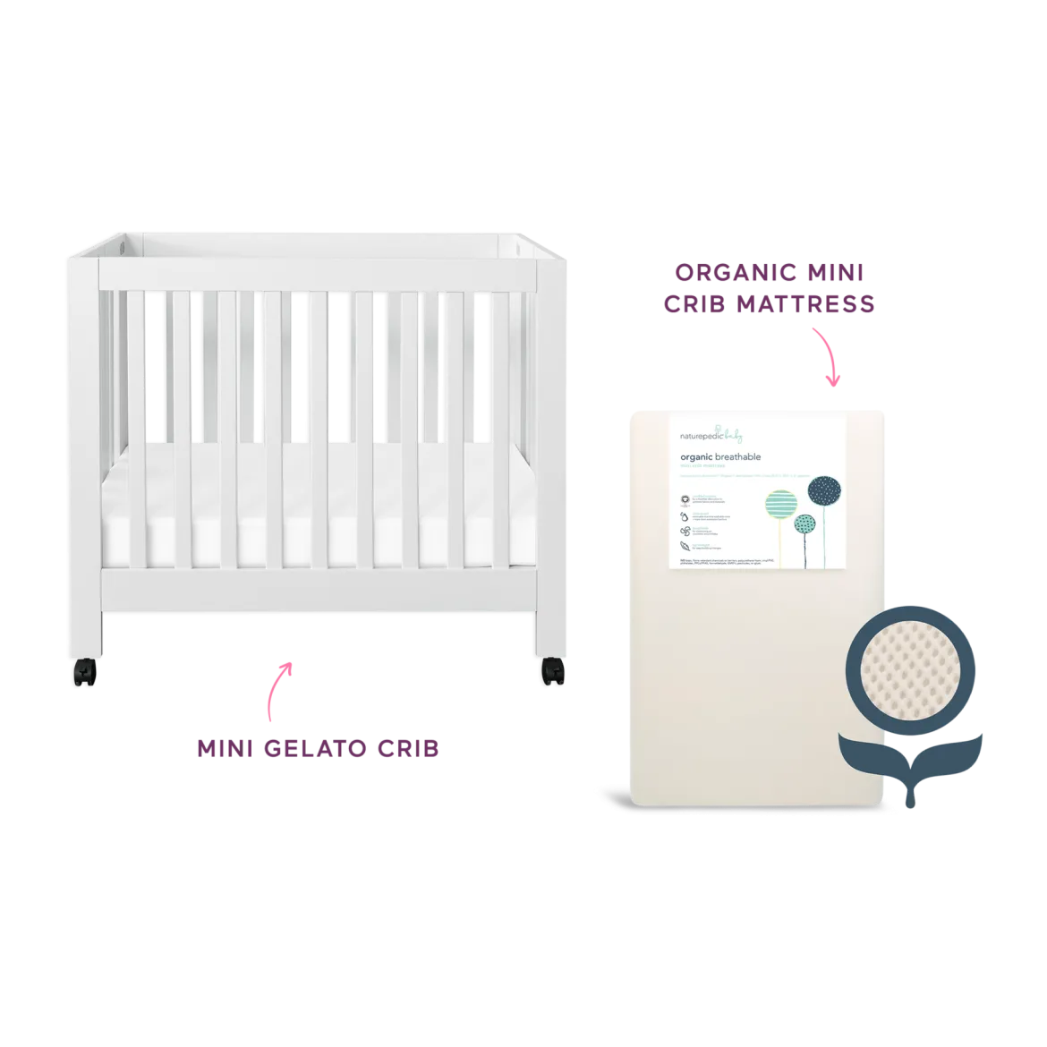 Mini Origami Crib & Mini Organic Mattress Bundle