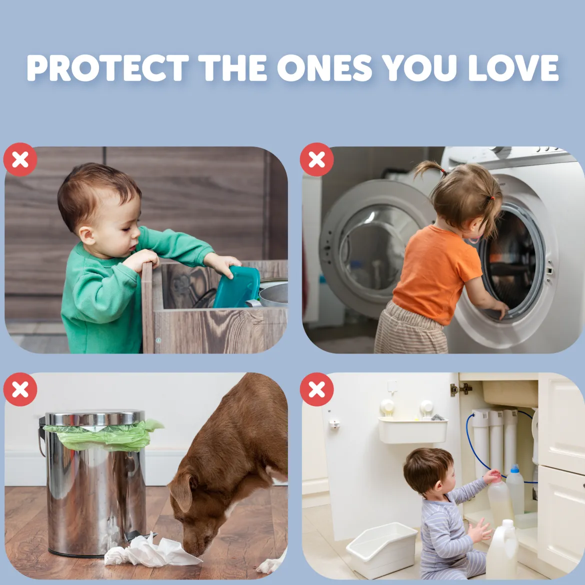 Multi-Purpose Adhesive Child Safety Strap (4-Pack)