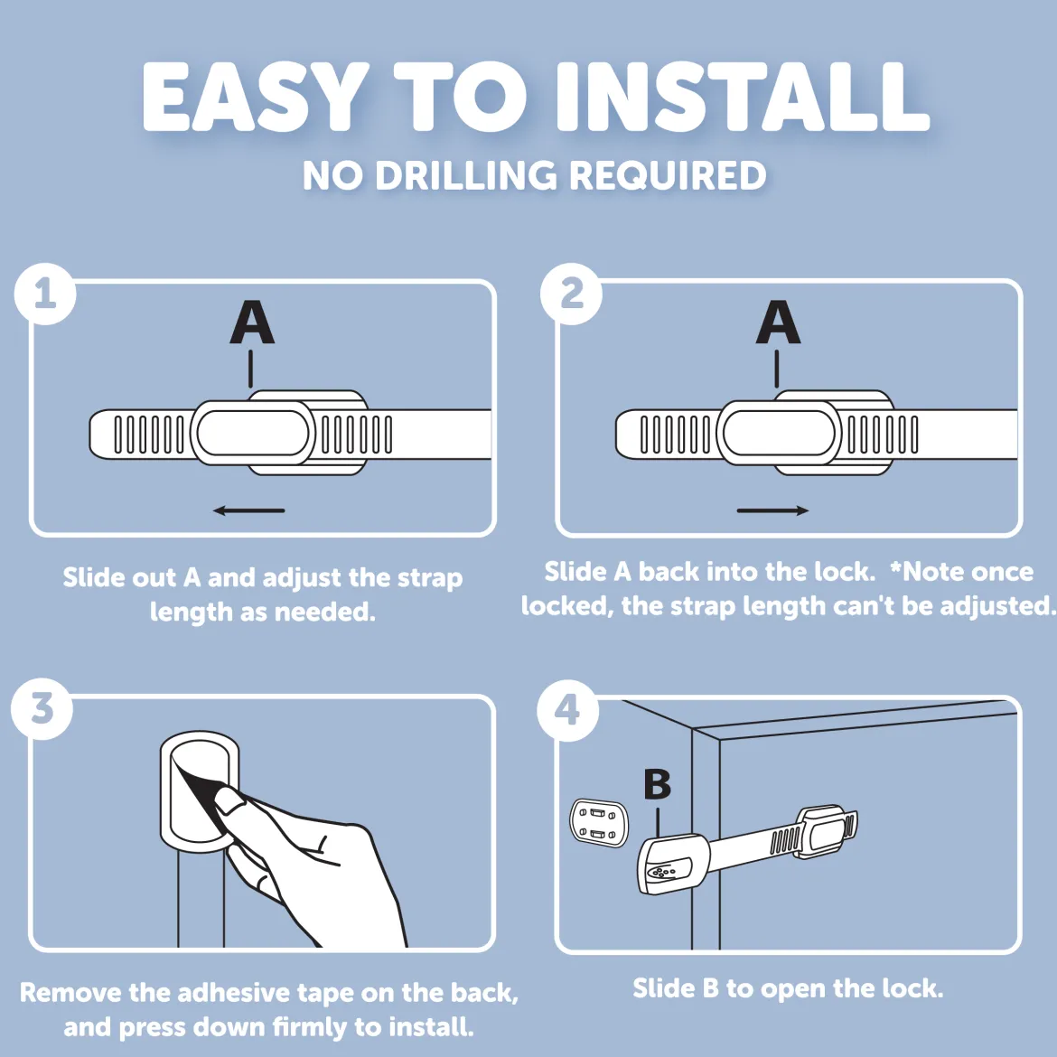 Multi-Purpose Adhesive Child Safety Strap (4-Pack)