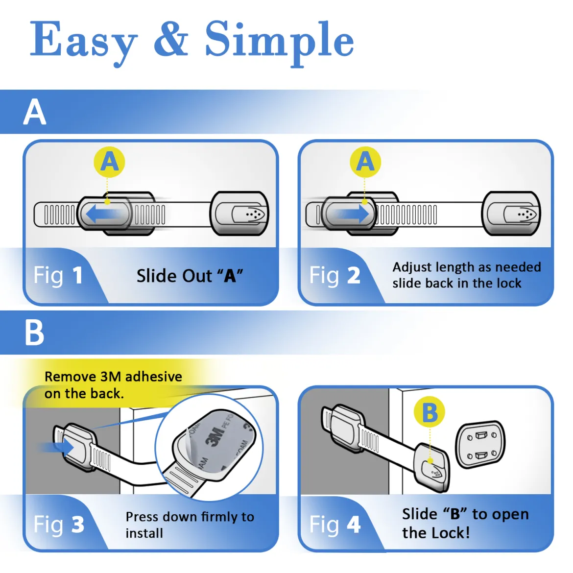 Multi-Purpose Adhesive Child Safety Strap Locks