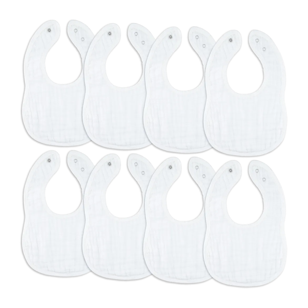 Muslin Bibs with Adjustable Snaps (8 Pack)
