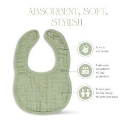 Muslin Bibs with Adjustable Snaps (8 Pack)