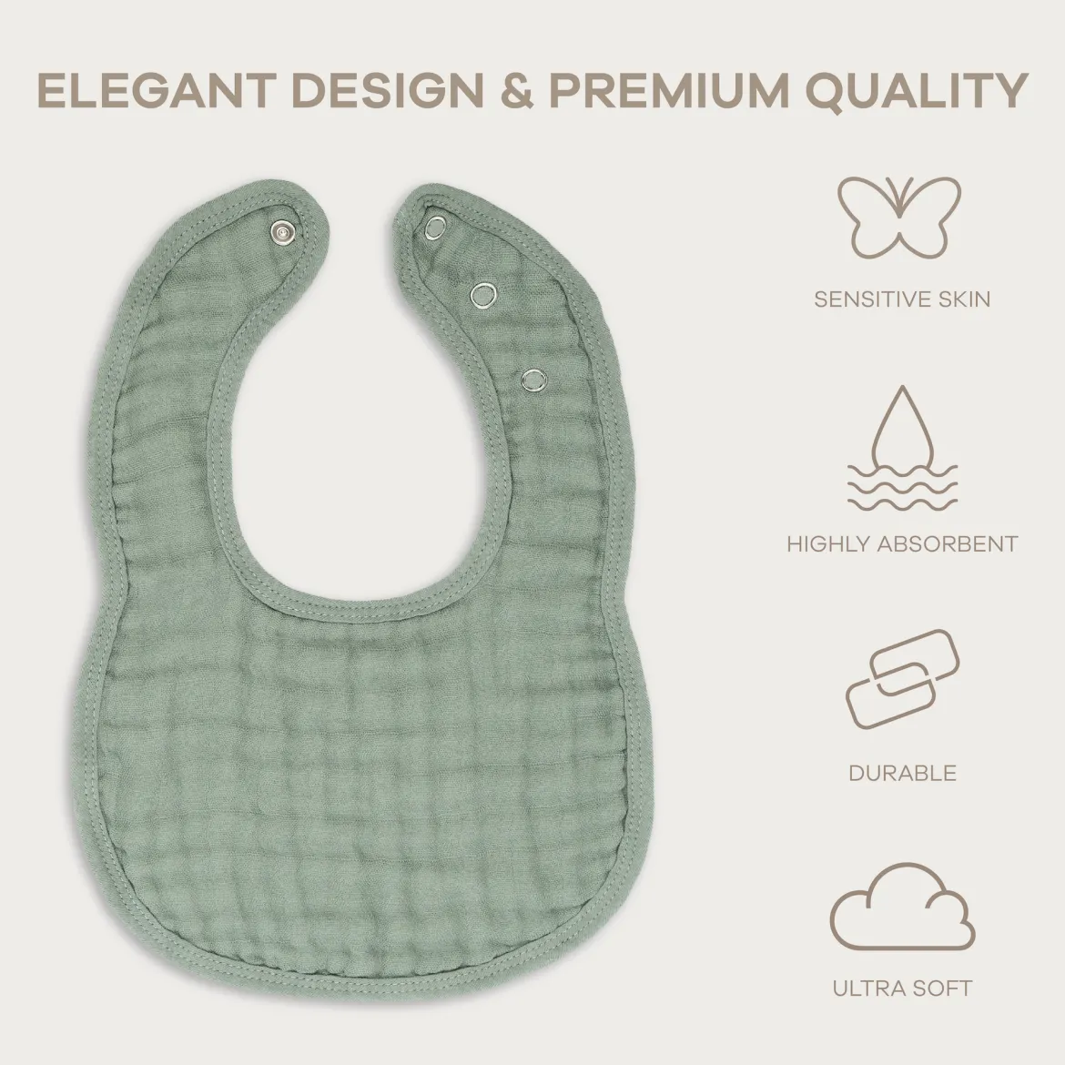Muslin Bibs with Adjustable Snaps (8 Pack)