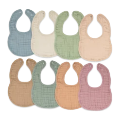 Muslin Bibs with Adjustable Snaps (8 Pack)