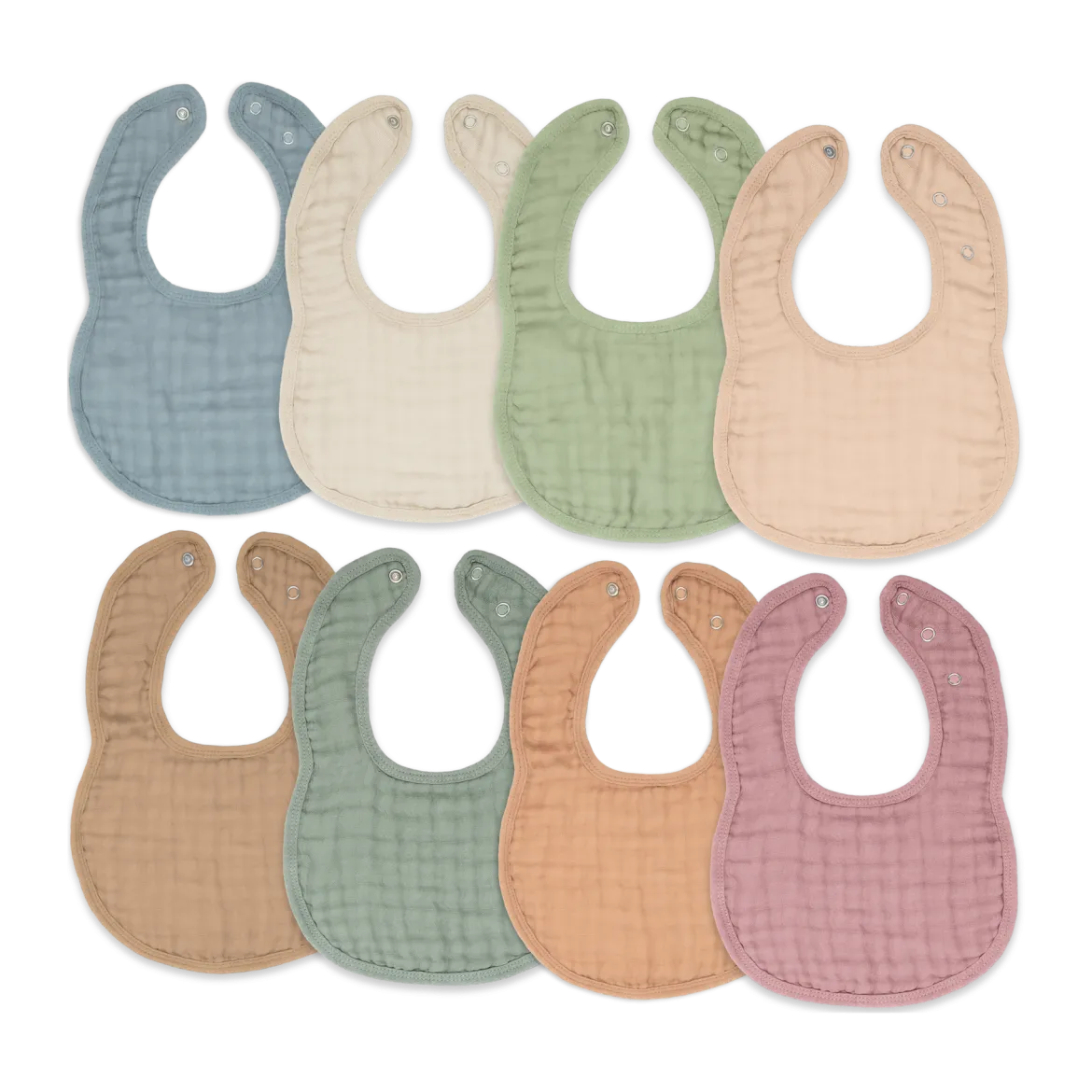 Muslin Bibs with Adjustable Snaps (8 Pack)