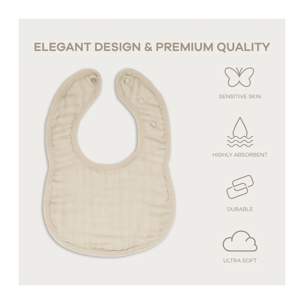 Muslin Bibs with Adjustable Snaps (4 Pack)