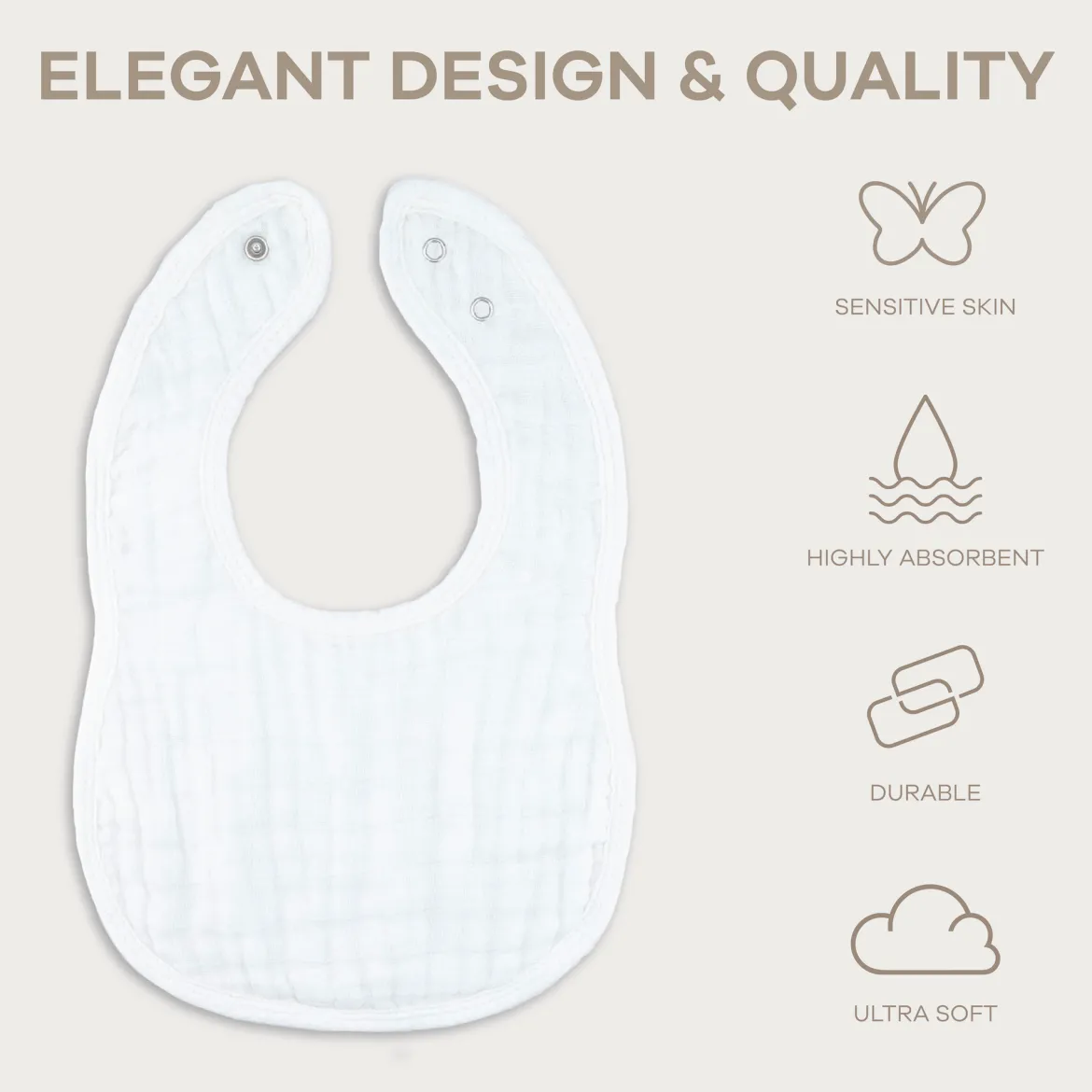 Muslin Bibs with Adjustable Snaps (4 Pack)