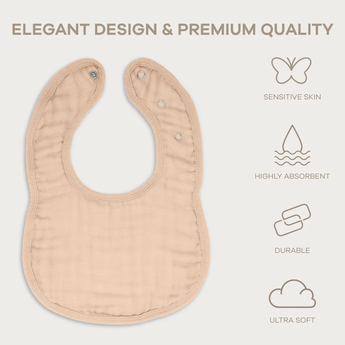 Muslin Bibs with Adjustable Snaps (4 Pack)