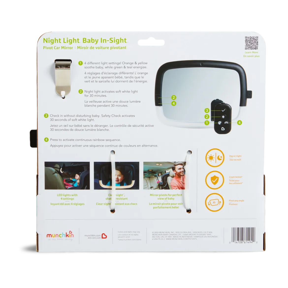 Night Light In-Sight Pivot Car Back Seat Mirror