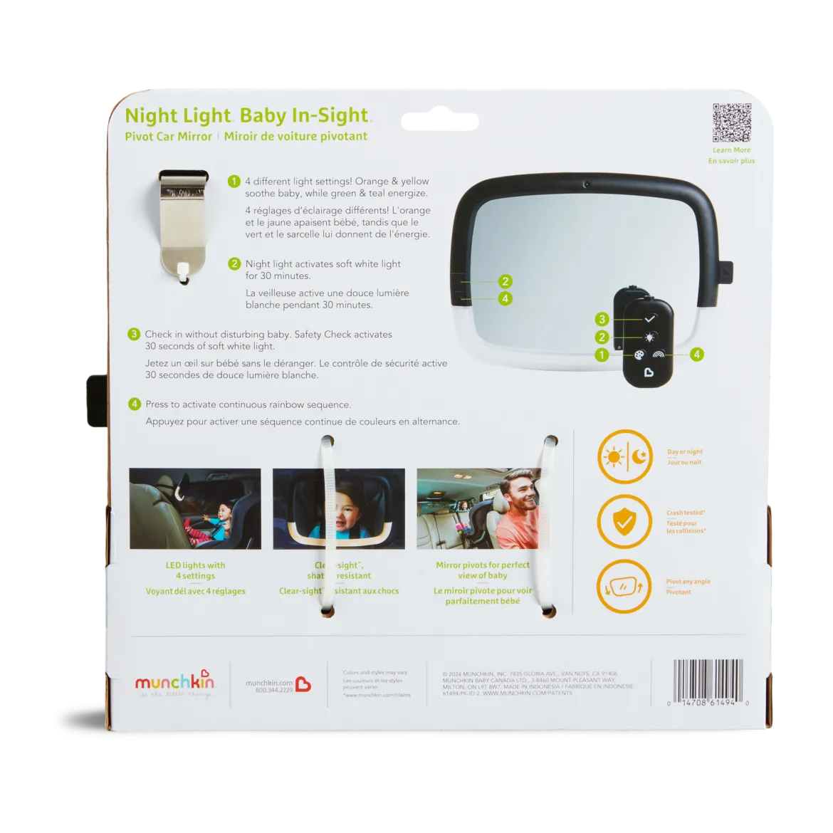Night Light In-Sight Pivot Car Back Seat Mirror