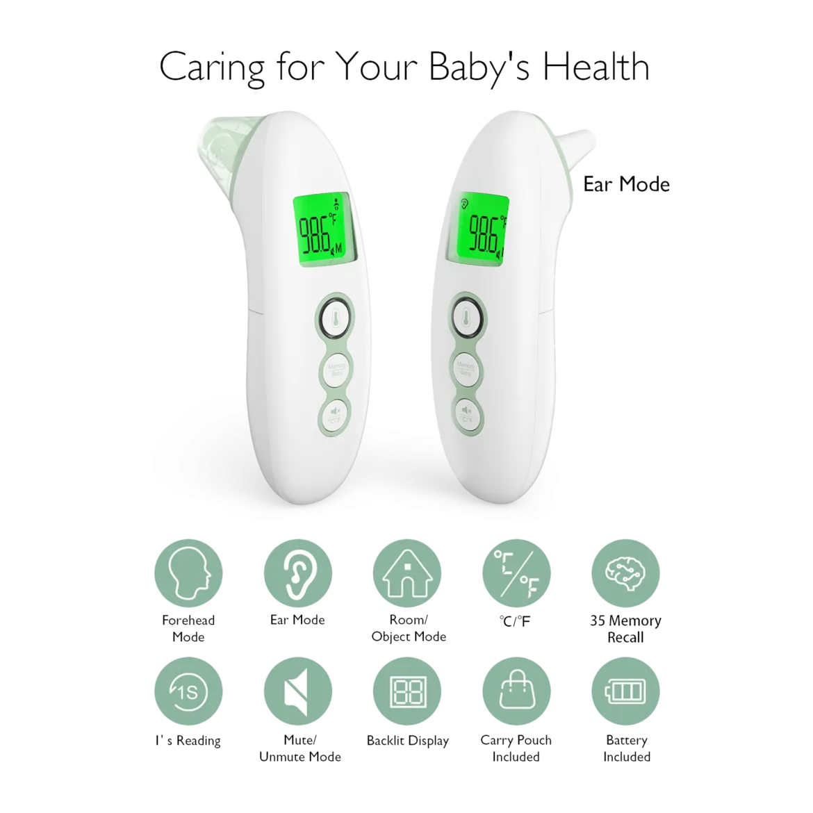 Non-Contact Forehead and Ear Thermometer