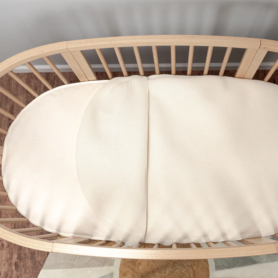 Organic Breathable Oval Crib Mattress and Cover (For Stokke Sleepi Bed)