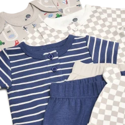 Organic Cotton Bodysuit, Pant & Hat Set (6 Piece)
