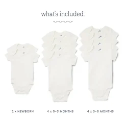 Organic Cotton Grow With Me Short Sleeve Bodysuits (10 Pack)