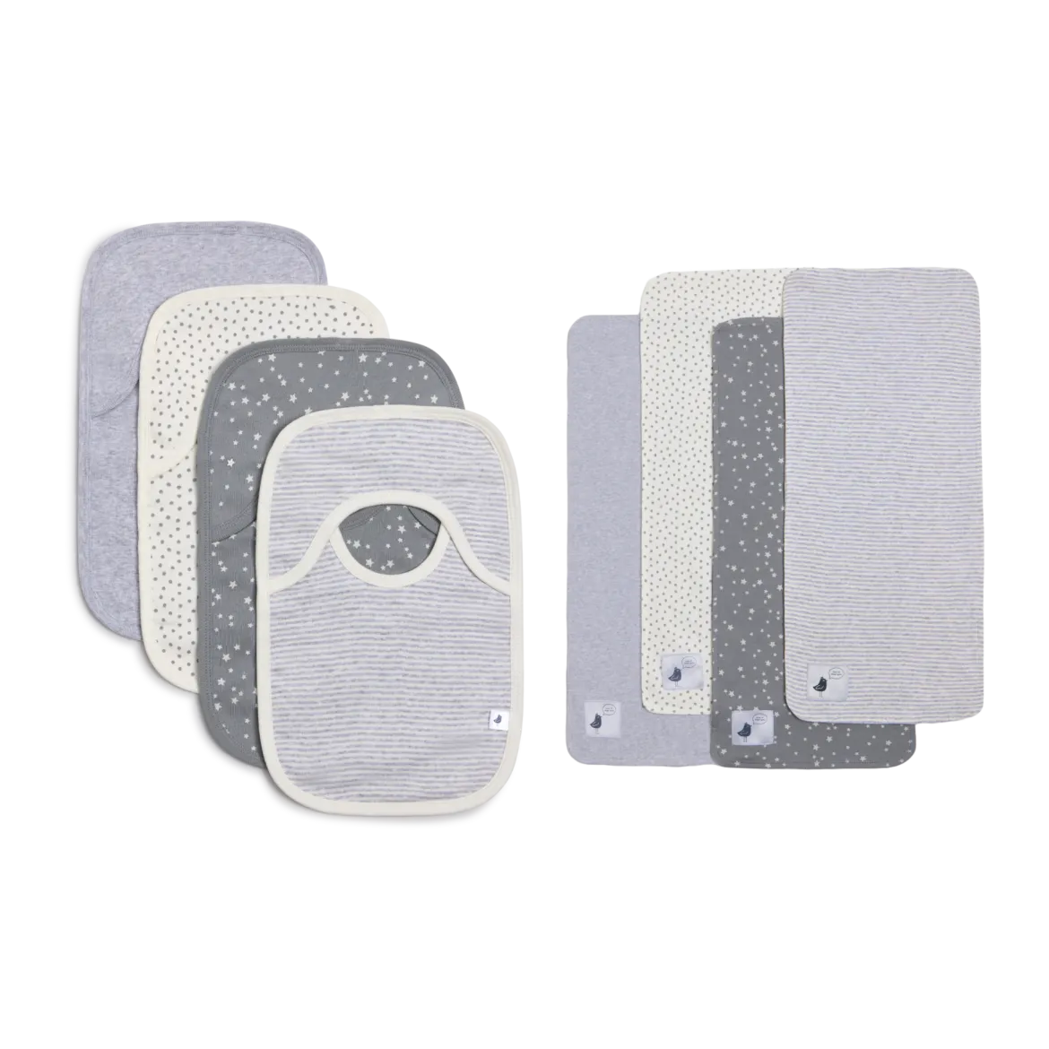 Organic Cotton Lap Bib & Burp Cloth 8-Piece Gift Set