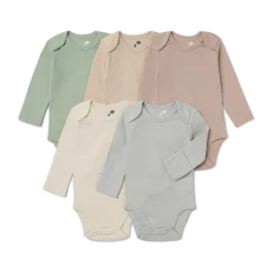 Organic Cotton Long-Sleeve Solid Bodysuits (5 Pack)