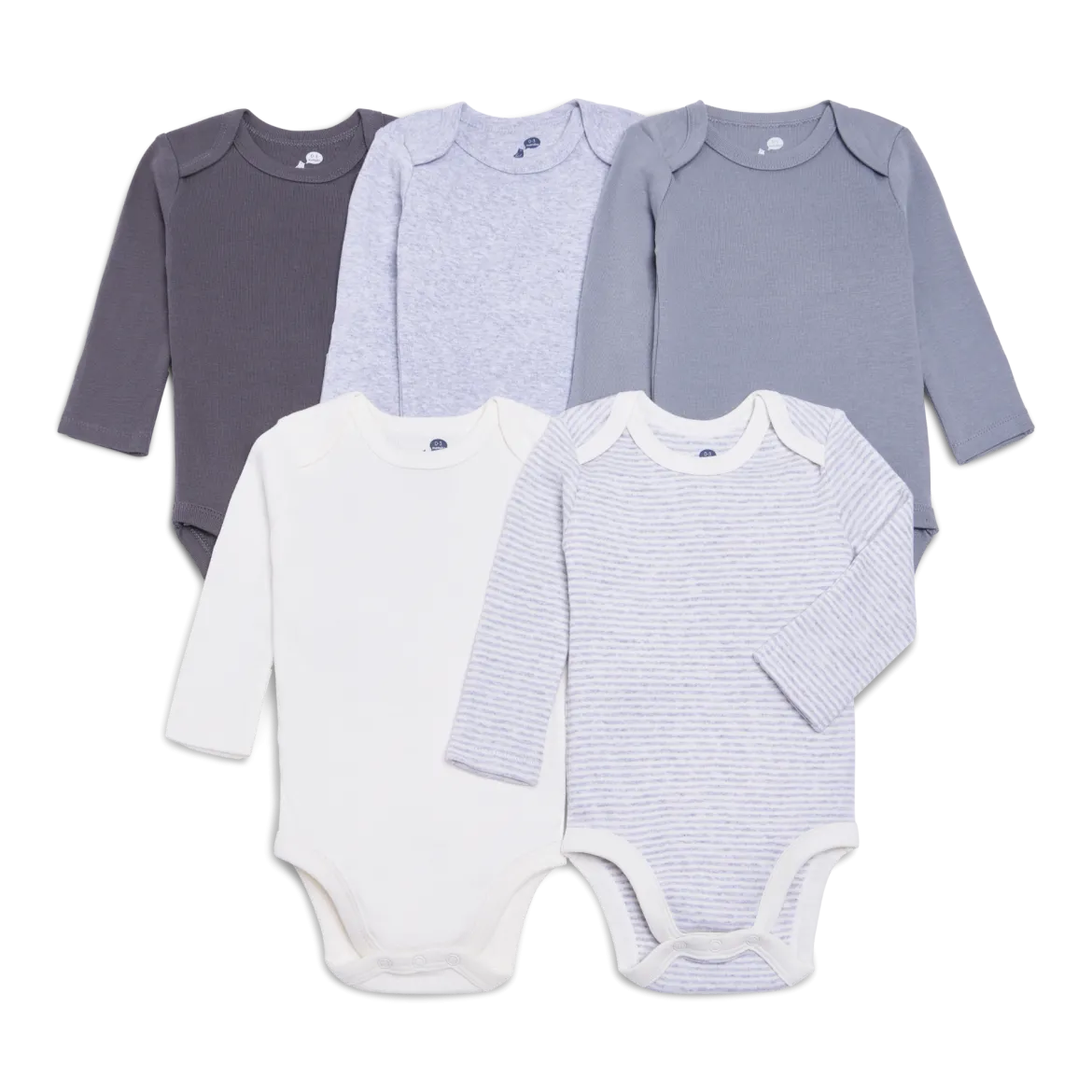 Organic Cotton Long-Sleeve Solid Bodysuits (5 Pack)