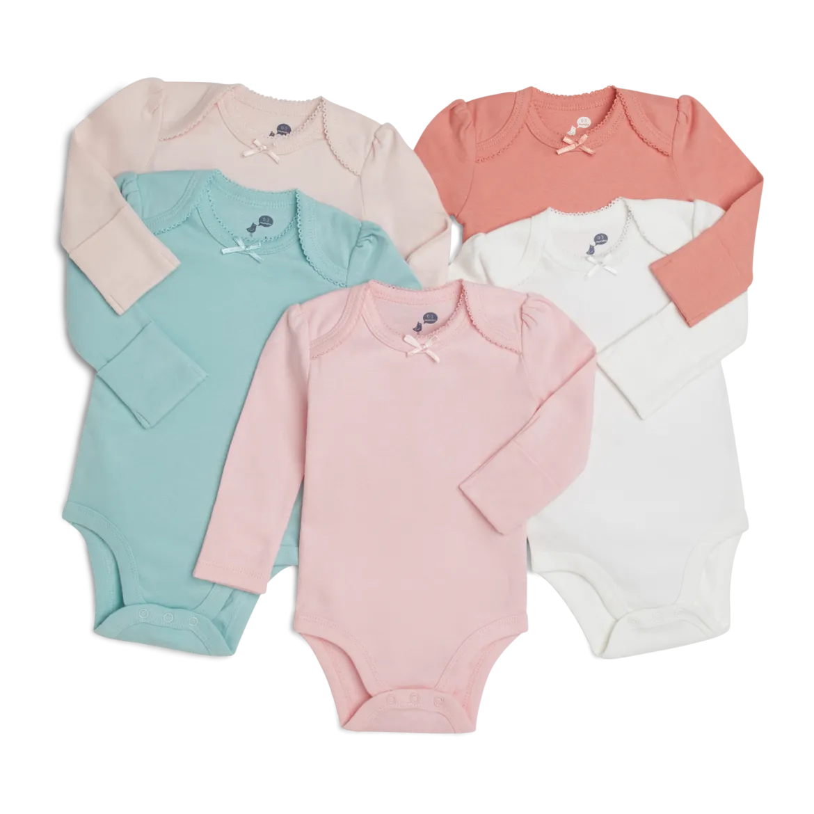 Organic Cotton Long-Sleeve Solid Bodysuits (5 Pack)