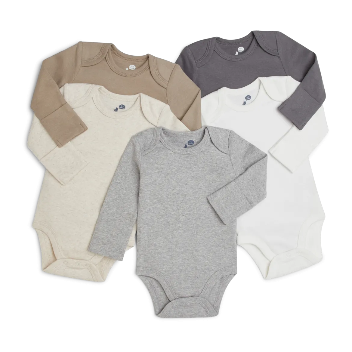 Organic Cotton Long-Sleeve Solid Bodysuits (5 Pack)