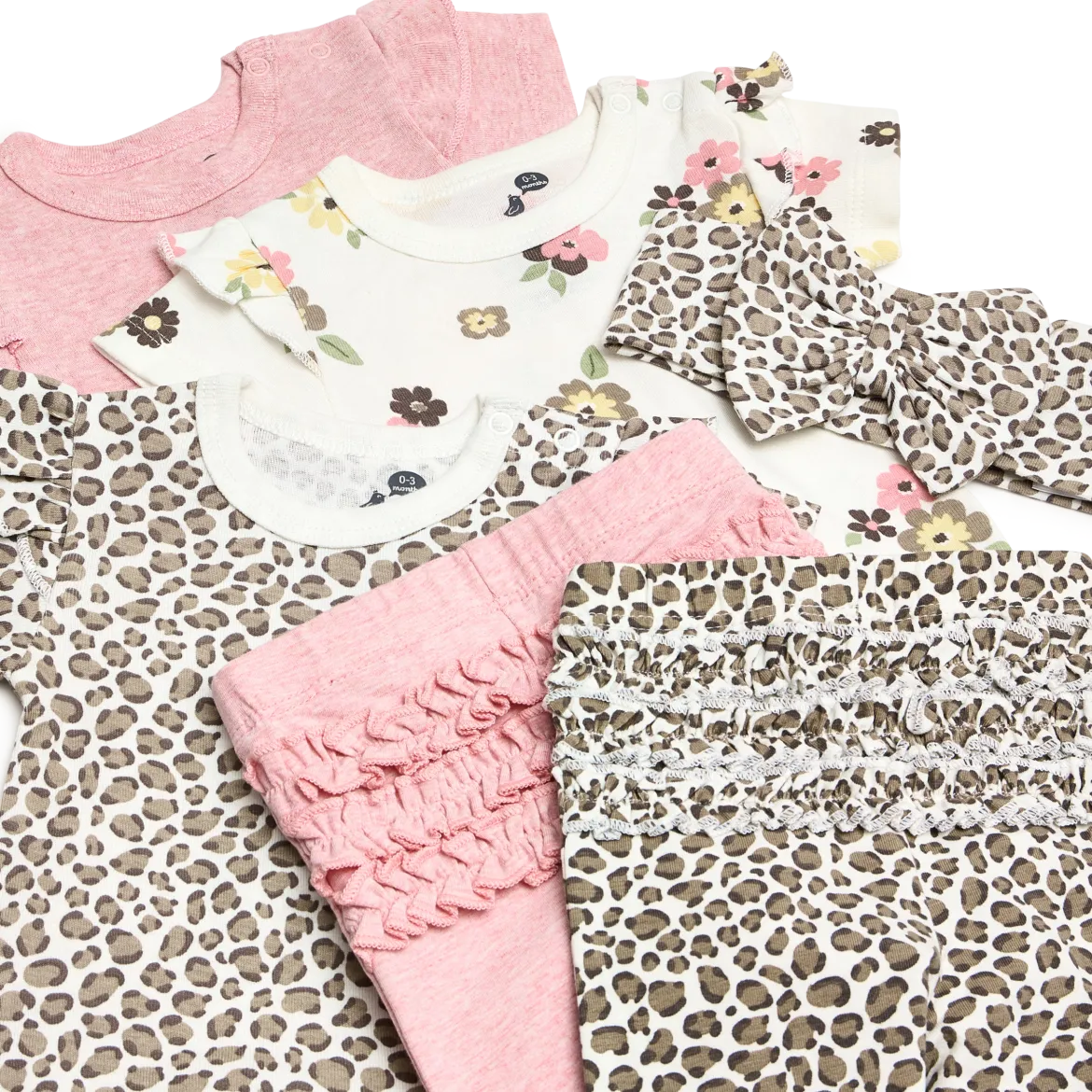 Organic Cotton Ruffle Bodysuit, Pant & Headband 6-Piece Set