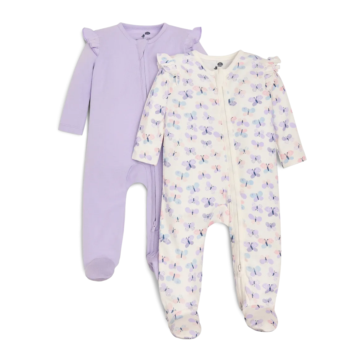 Organic Cotton Ruffle 2-Way Zip Footie (2 Pack)