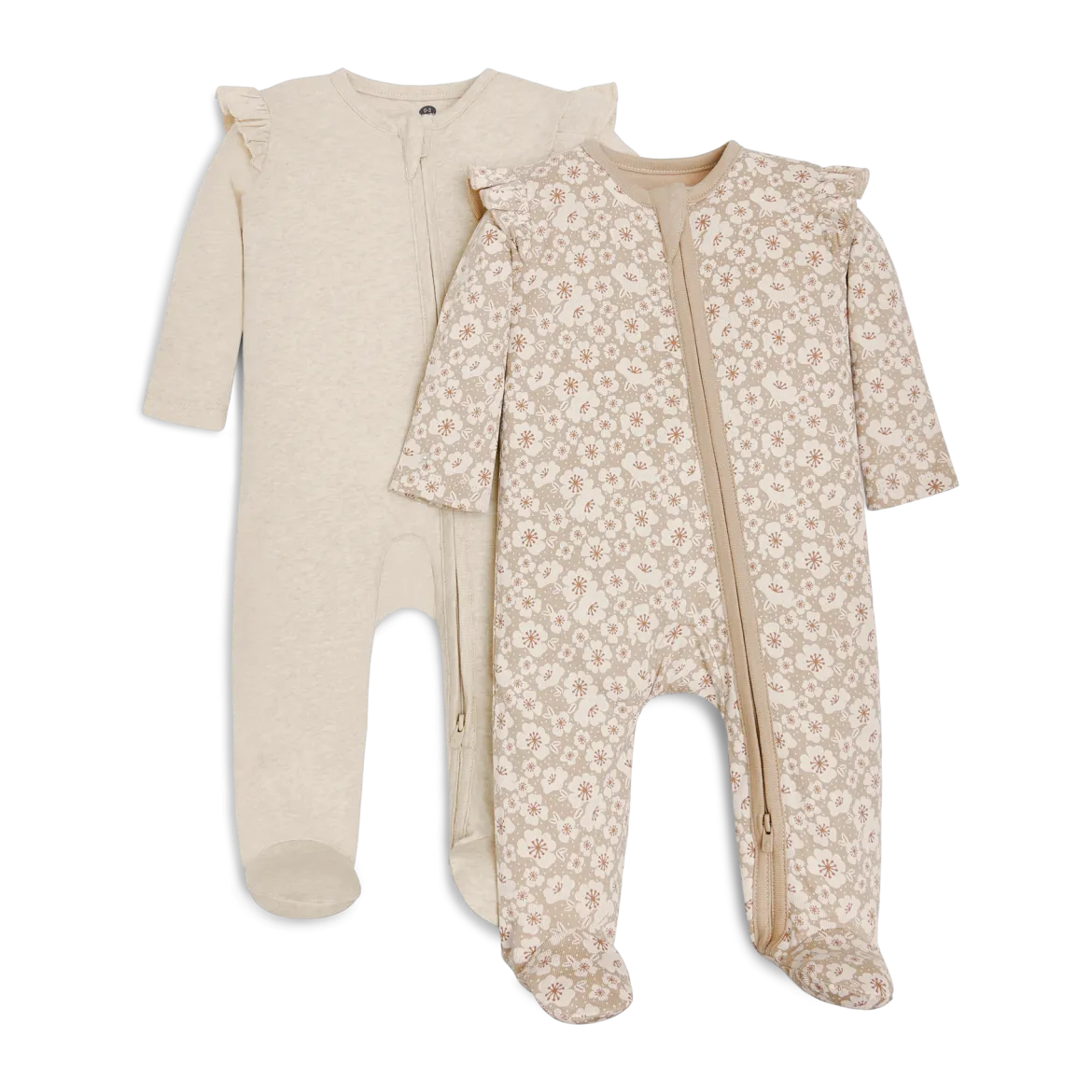 Organic Cotton Ruffle 2-Way Zip Footie (2 Pack)