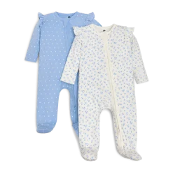 Organic Cotton Ruffle 2-Way Zip Footie (2 Pack)