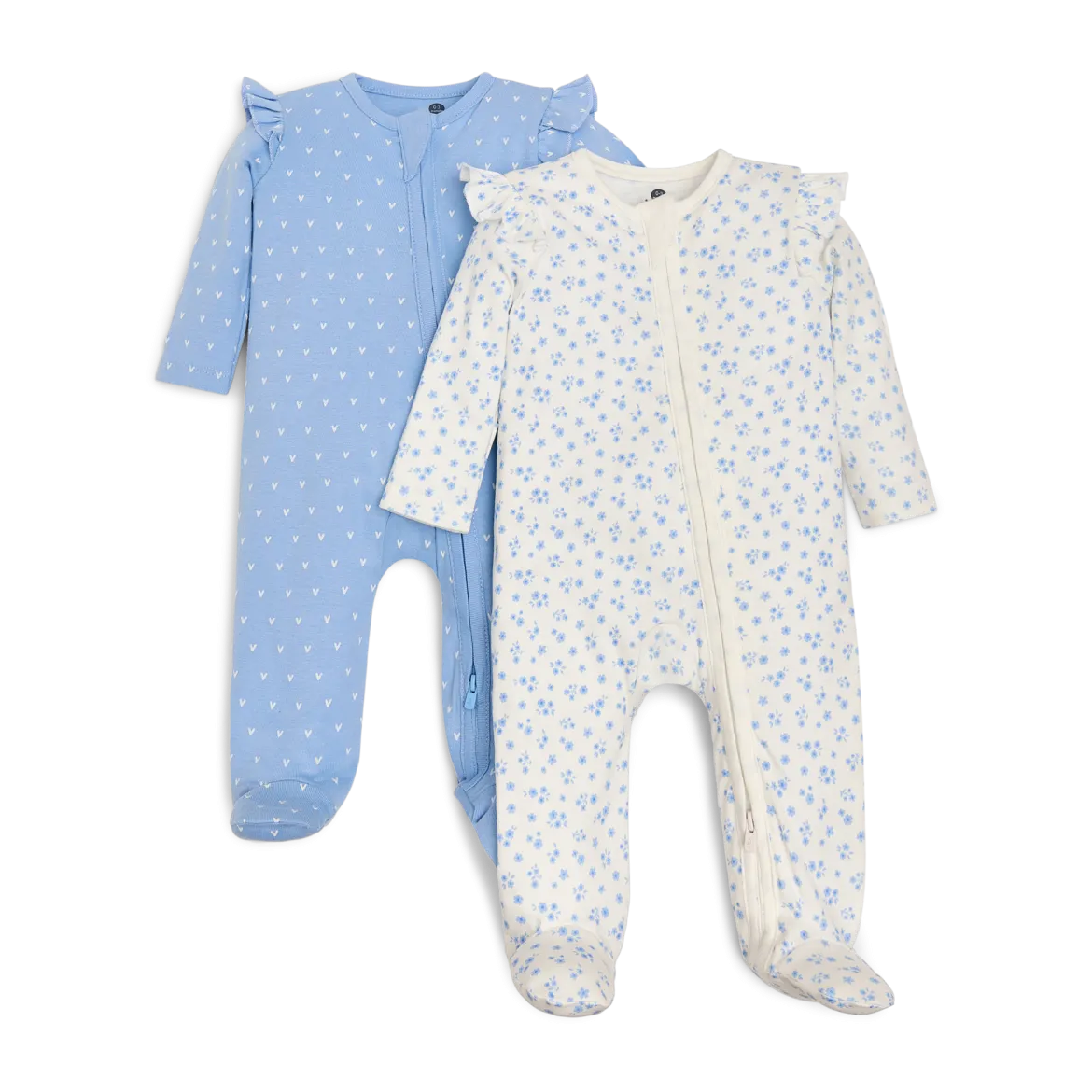Organic Cotton Ruffle 2-Way Zip Footie (2 Pack)