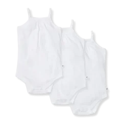 Organic Cotton Set of 3 Solid Camisole Bodsuits