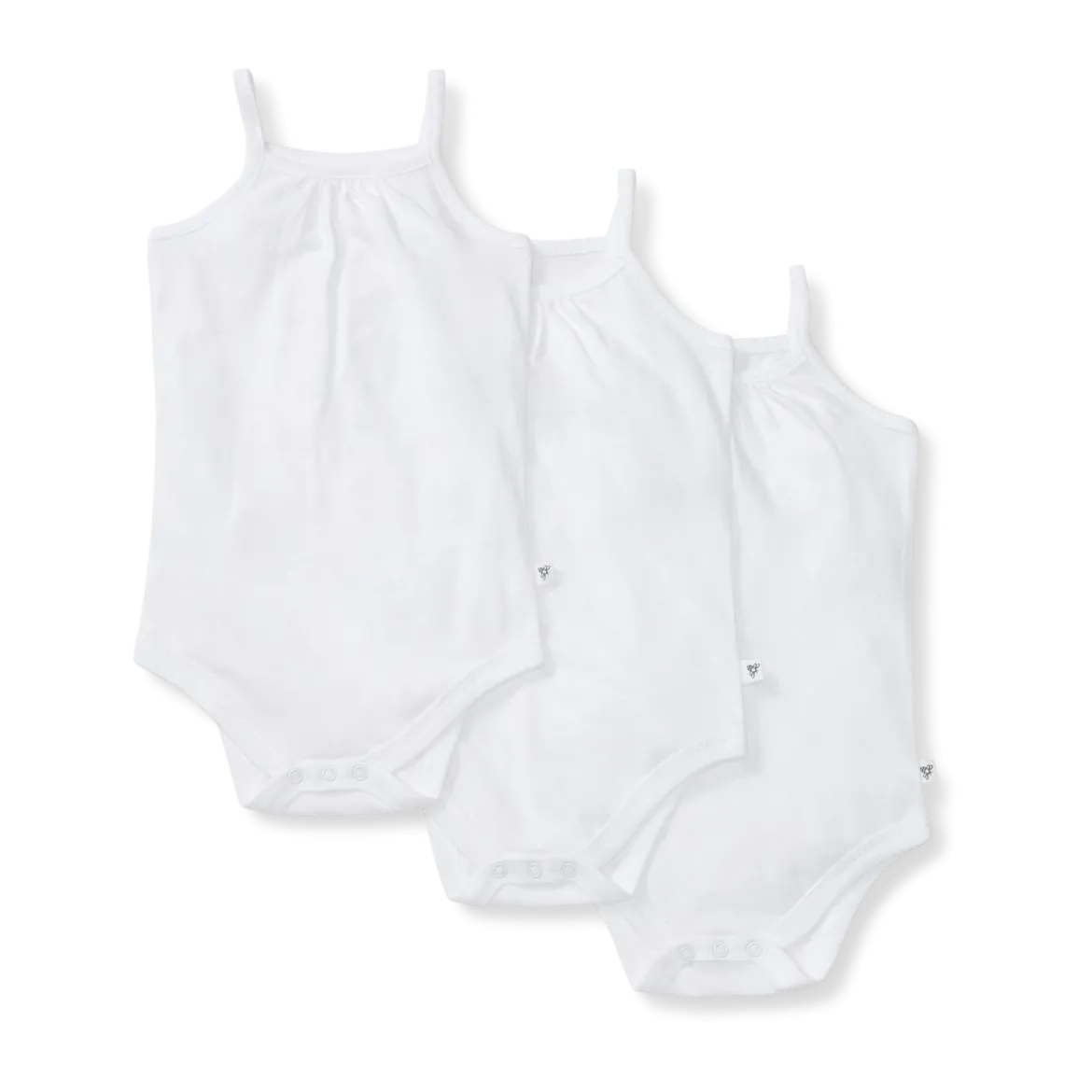 Organic Cotton Set of 3 Solid Camisole Bodsuits