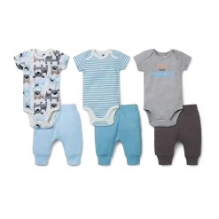 Organic Cotton Short Sleeve Bodysuit & Pant 6-Piece Gift Set