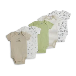 Organic Cotton Short-Sleeve Printed Bodysuit (5 Pack)