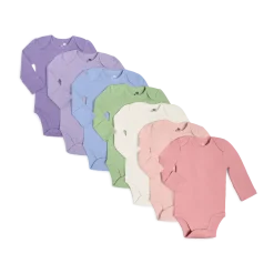 Organic Cotton Solid Long Sleeve Bodysuit (7 Pack)