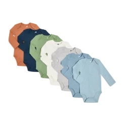 Organic Cotton Solid Long Sleeve Bodysuit (7 Pack)