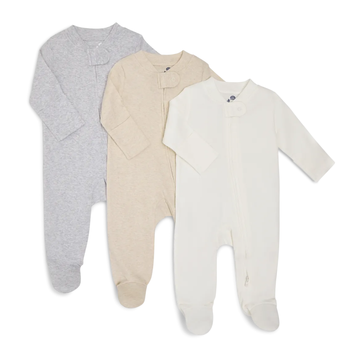 Organic Cotton Solid Zipper Footie (3 Pack)
