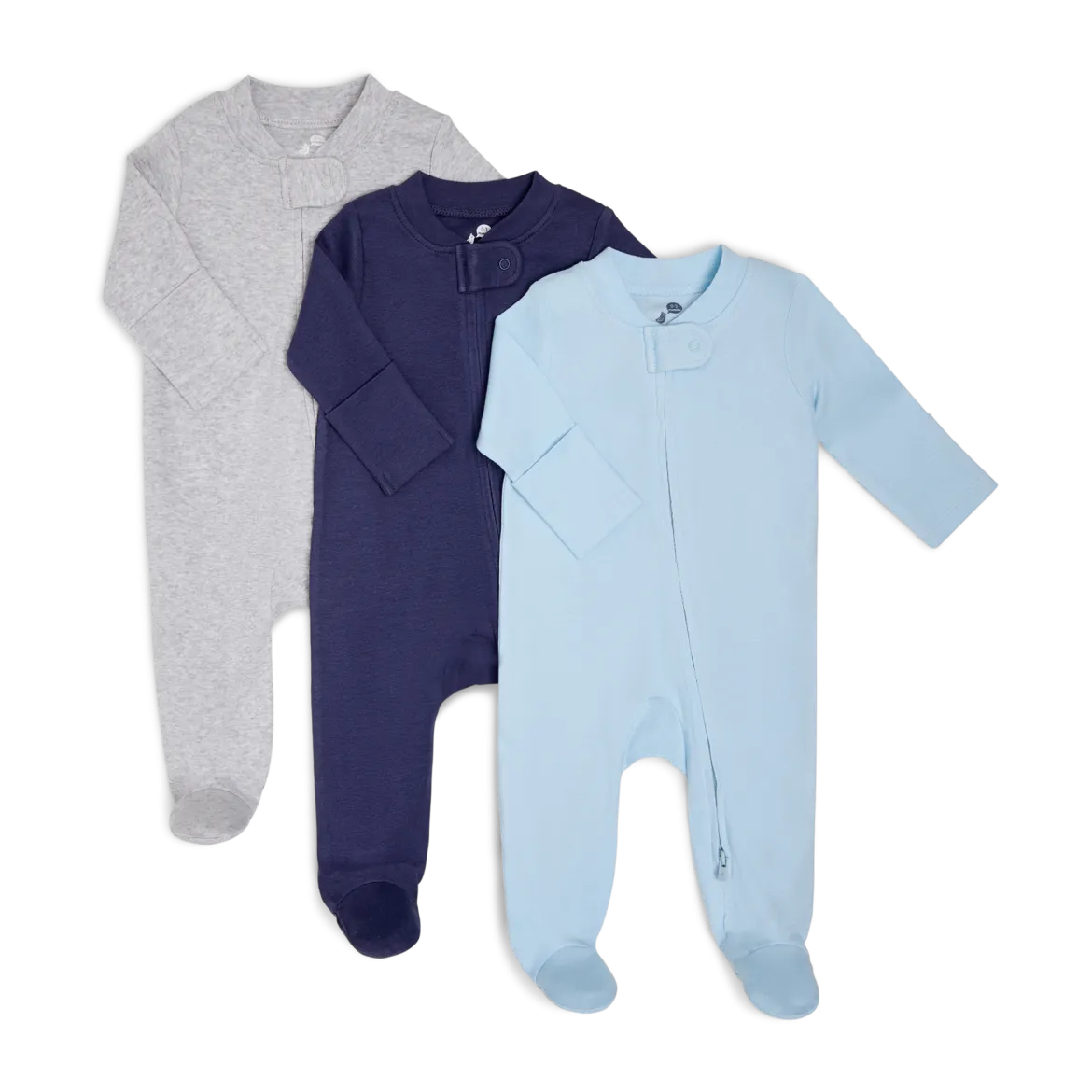 Organic Cotton Solid Zipper Footie (3 Pack)