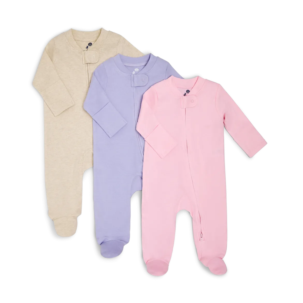Organic Cotton Solid Zipper Footie (3 Pack)
