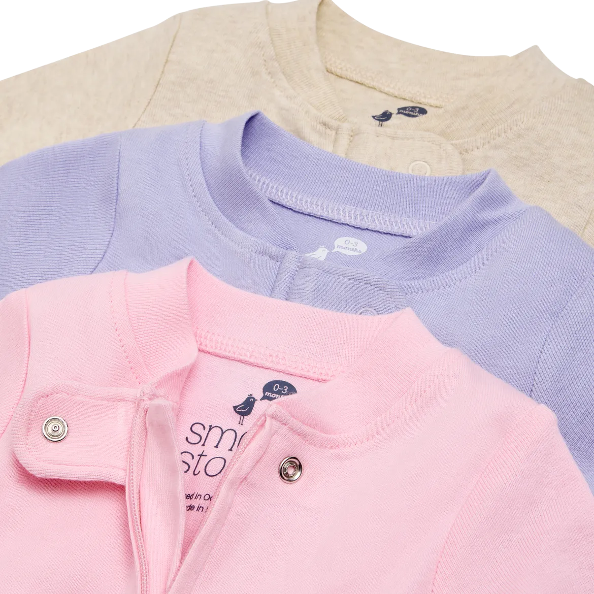 Organic Cotton Solid Zipper Footie (3 Pack)