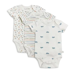 Organic Printed Short Sleeve Bodysuit (3 Pack)