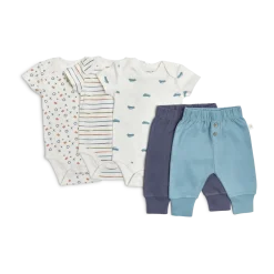 Organic Printed Short Sleeve Bodysuit (3 Pack)