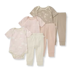Organic Short Sleeve Bodysuit & Pant Set (3 Pack)