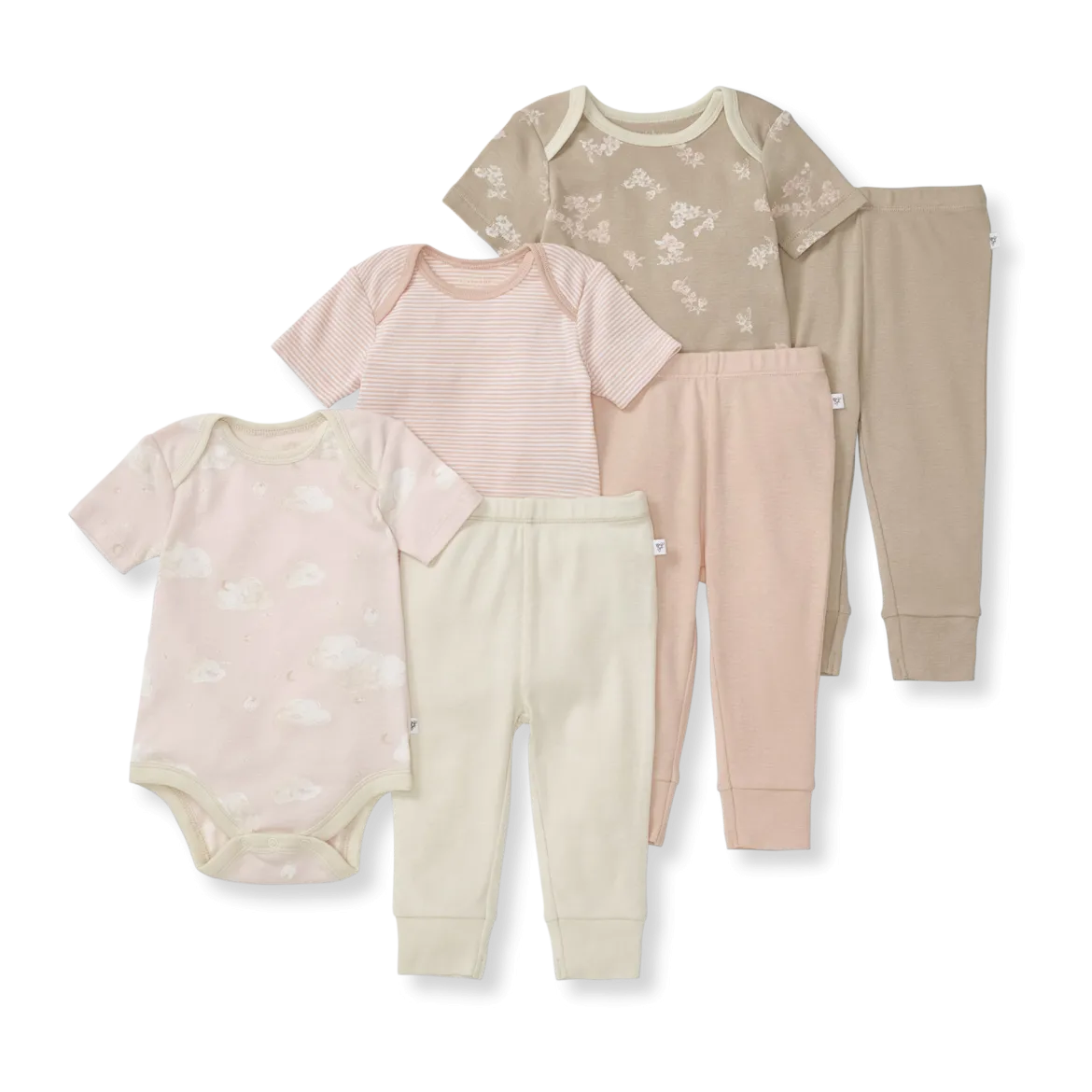 Organic Short Sleeve Bodysuit & Pant Set (3 Pack)