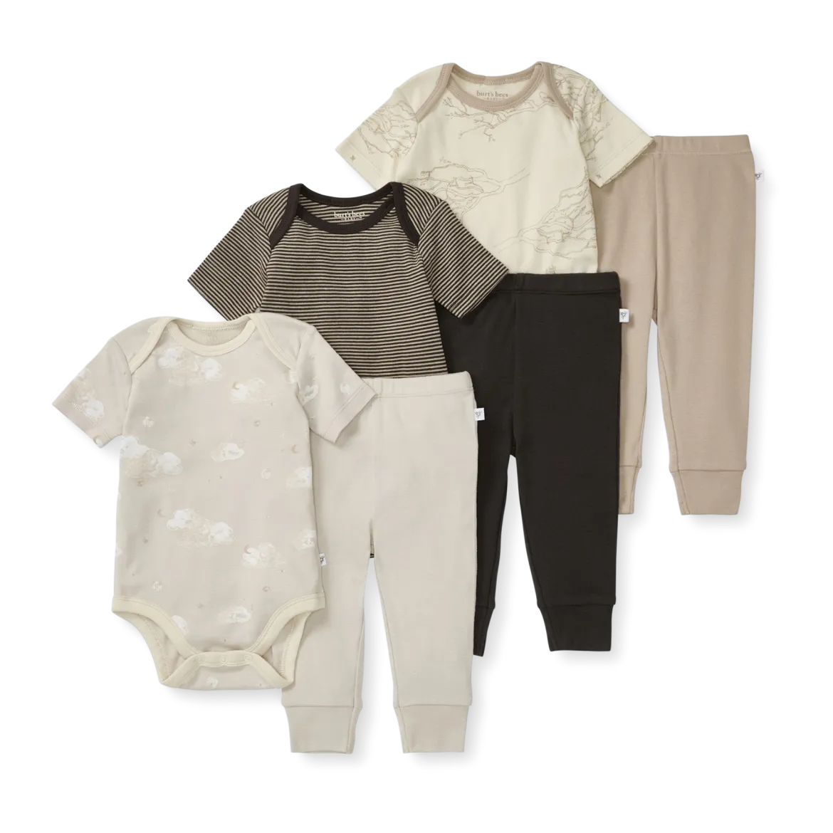 Organic Short Sleeve Bodysuit & Pant Set (3 Pack)