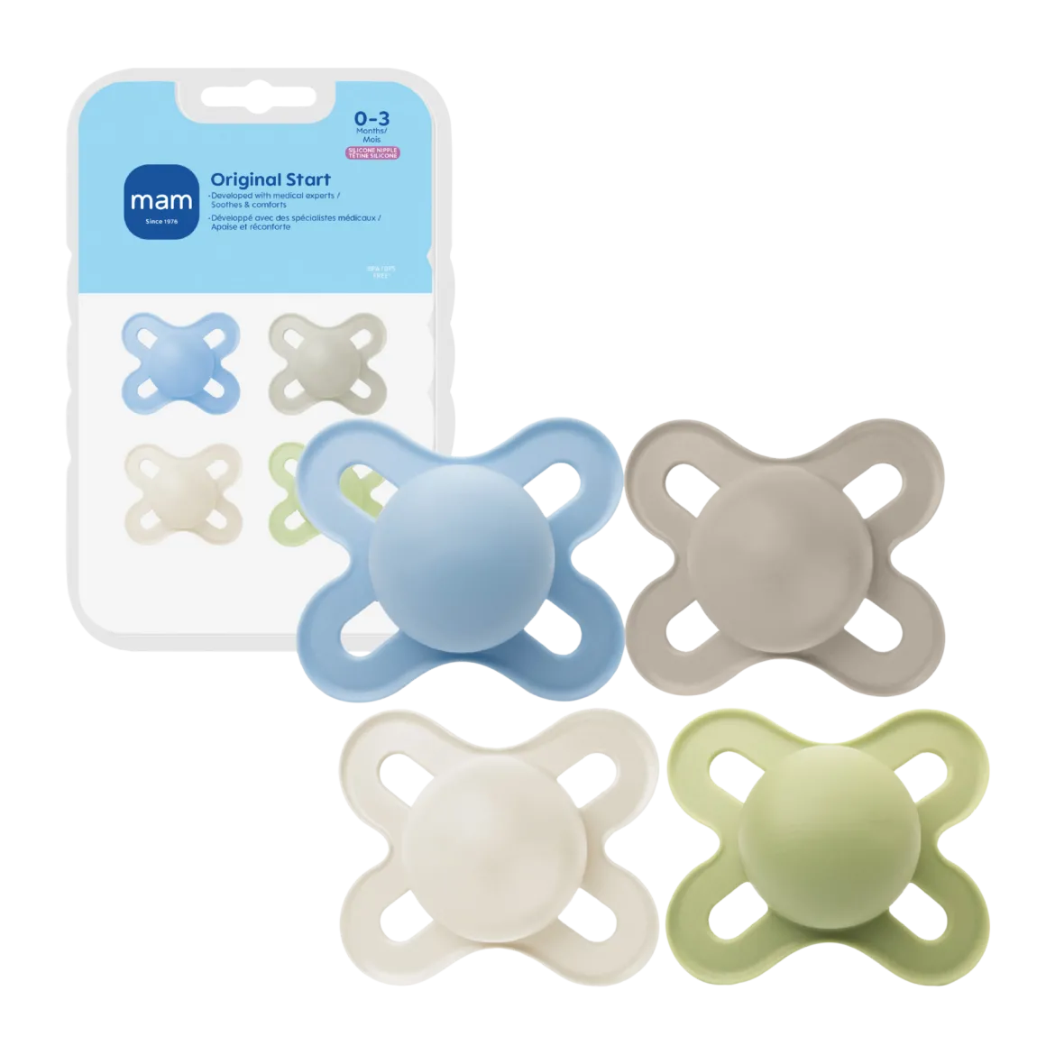 Original Start Matte Newborn Baby Pacifier 0-3 Months (4 Pack)